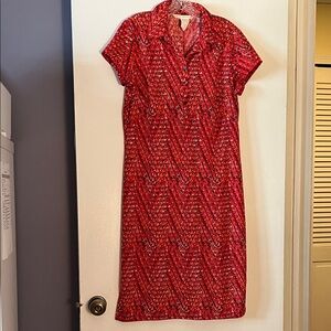 Max Studio Red and Black Patterned Midi Dress